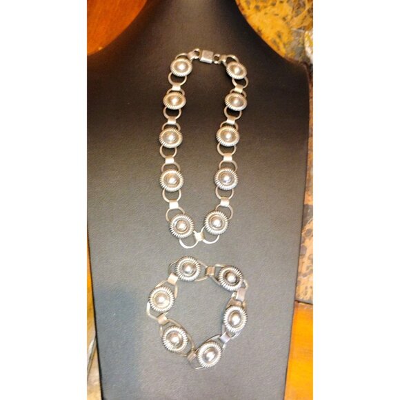 VTG Munksgaard Denmark Jewelry Set Sterling Silver Choker Bracelet Danish Modern - Picture 5 of 12